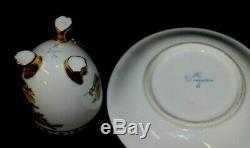 RARE Dresden Paw Footed Floral Cup & Saucer Gold Gilded Twisted Snake Handle