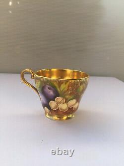 RARE Orchard Gold CUP & SAUCER AYNSLEY Vintage DUO Fruit grape hand painted Gay