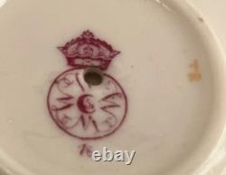 RARE PAIR Royal Worcester Jeweled 2-Handled Cups withSaucers George Hundley c1880
