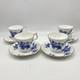 Rare Royal Windsor Tea Cups & Saucers Blue Gold Floral Roses England, Set Of 4
