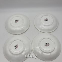 RARE Royal Windsor Tea Cups & Saucers Blue Gold Floral Roses England, SET OF 4