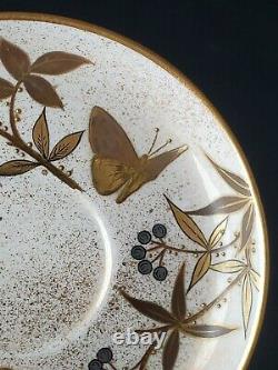 RARE Royal Worcester Gold Platinum Bamboo Aesthetic Porcelain Cup Saucer B
