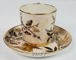 RARE Royal Worcester Gold Platinum Bamboo Aesthetic Porcelain Cup Saucer c. 1890