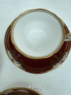 RARE SPODE LANCASTER CRIMSON 5x Tea Cups & Saucers made in England