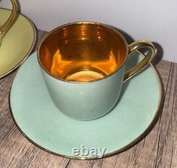 RARE Vintage Demitasse Espresso Cups Saucers, Limoges France Gold & Multicolored