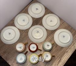 RARE Vintage Demitasse Espresso Cups Saucers, Limoges France Gold & Multicolored