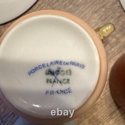 RARE Vintage Demitasse Espresso Cups Saucers, Limoges France Gold & Multicolored