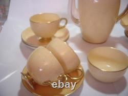 RARE Vintage Foley Bone China tea/coffee pot & 6 cups & Saucers&sugar bowl-gold