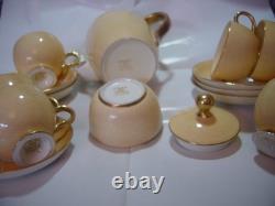 RARE Vintage Foley Bone China tea/coffee pot & 6 cups & Saucers&sugar bowl-gold