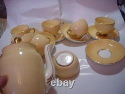 RARE Vintage Foley Bone China tea/coffee pot & 6 cups & Saucers&sugar bowl-gold