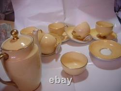 RARE Vintage Foley Bone China tea/coffee pot & 6 cups & Saucers&sugar bowl-gold