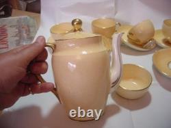 RARE Vintage Foley Bone China tea/coffee pot & 6 cups & Saucers&sugar bowl-gold