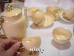 RARE Vintage Foley Bone China tea/coffee pot & 6 cups & Saucers&sugar bowl-gold