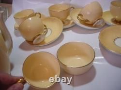 RARE Vintage Foley Bone China tea/coffee pot & 6 cups & Saucers&sugar bowl-gold