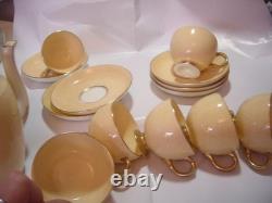 RARE Vintage Foley Bone China tea/coffee pot & 6 cups & Saucers&sugar bowl-gold
