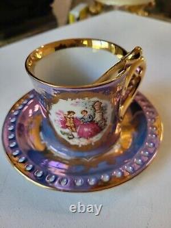 RARE Vintage KPM Berlin 3PC Set Courting Couple, Gilded Gold, Reticulated, MINT