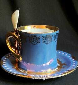RARE Vintage KPM Berlin 3PC Set Courting Couple, Gilded Gold, Reticulated, MINT