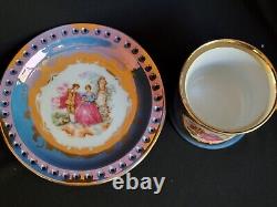 RARE Vintage KPM Berlin 3PC Set Courting Couple, Gilded Gold, Reticulated, MINT