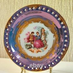 RARE Vintage KPM Berlin 3PC Set Courting Couple, Gilded Gold, Reticulated, MINT