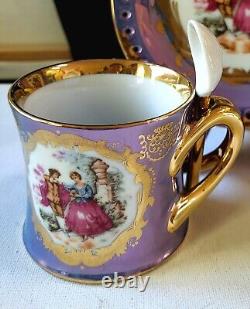 RARE Vintage KPM Berlin 3PC Set Courting Couple, Gilded Gold, Reticulated, MINT