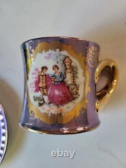 RARE Vintage KPM Berlin 3PC Set Courting Couple, Gilded Gold, Reticulated, MINT