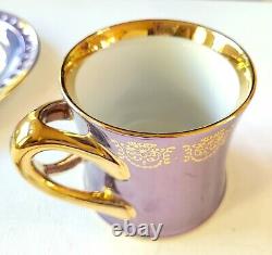 RARE Vintage KPM Berlin 3PC Set Courting Couple, Gilded Gold, Reticulated, MINT