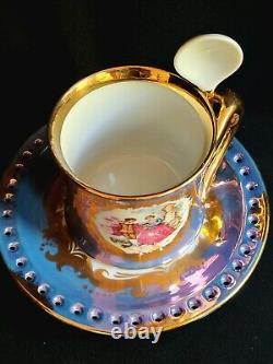 RARE Vintage KPM Berlin 3PC Set Courting Couple, Gilded Gold, Reticulated, MINT