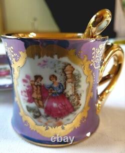 RARE Vintage KPM Berlin 3PC Set Courting Couple, Gilded Gold, Reticulated, MINT