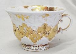 RARE c1800-1820s MEISSEN GERMANY Oak Leaf China GOLD LEAF TEA CUP & SAUCER
