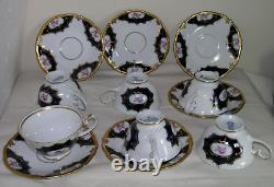 REICHENBACH Echt 12 Pc Cobalt Gold Porcelain 6 Tea Cups & 6 Saucers Set Germany