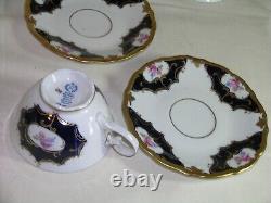 REICHENBACH Echt 12 Pc Cobalt Gold Porcelain 6 Tea Cups & 6 Saucers Set Germany