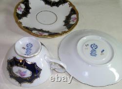 REICHENBACH Echt 12 Pc Cobalt Gold Porcelain 6 Tea Cups & 6 Saucers Set Germany