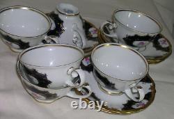 REICHENBACH Echt 12 Pc Cobalt Gold Porcelain 6 Tea Cups & 6 Saucers Set Germany