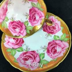 REPAIR Aynsley Bailey-type LARGE CABBAGE ROSE on HEAVY GOLD Cup Saucer #C927
