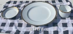 RICHARD GINORI DORATO PATTERN ITALY 10ea Dinner Plates, Cups & Saucers Gold Wht