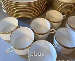 RICHARD GINORI DORATO PATTERN ITALY 10ea Dinner Plates, Cups & Saucers Gold Wht