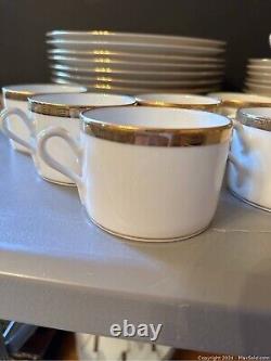 RICHARD GINORI DORATO PATTERN ITALY 10ea Dinner Plates, Cups & Saucers Gold Wht