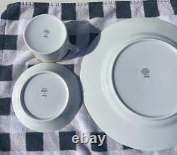 RICHARD GINORI DORATO PATTERN ITALY 10ea Dinner Plates, Cups & Saucers Gold Wht