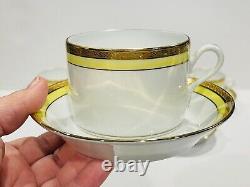 RICHARD GINORI Italy Palermo Yellow Gold Rim Coffee Tea Cups & Saucers- Set of 5