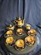 Rosenthal Gold/blue Art Deco Porcelain Demitasse 6 Serv Set Munchen Germany Antq