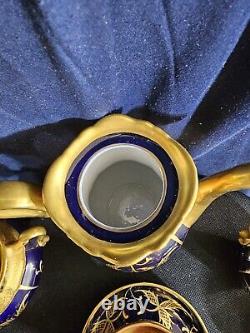 ROSENTHAL Gold/blue Art Deco Porcelain Demitasse 6 Serv Set Munchen Germany Antq