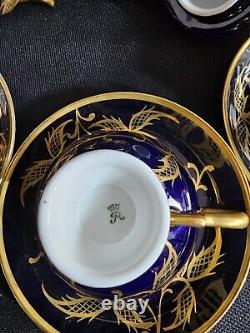 ROSENTHAL Gold/blue Art Deco Porcelain Demitasse 6 Serv Set Munchen Germany Antq