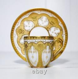 ROSENTHAL Selb Bavaria Raised Gold Gilt Antique Demitasse Porcelain Cup & Saucer