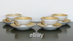 ROSENTHAL Set of 4 Footed CUPS & SAUCERS Golden Grail Encrusted Gold Germany