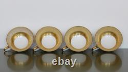 ROSENTHAL Set of 4 Footed CUPS & SAUCERS Golden Grail Encrusted Gold Germany
