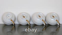ROSENTHAL Set of 4 Footed CUPS & SAUCERS Golden Grail Encrusted Gold Germany