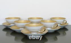 ROSENTHAL Set of 6 Footed CUPS & SAUCERS Golden Grail Encrusted Gold Germany
