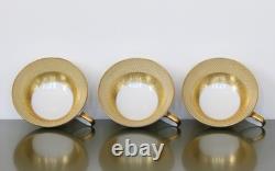 ROSENTHAL Set of 6 Footed CUPS & SAUCERS Golden Grail Encrusted Gold Germany