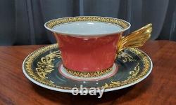 ROSENTHAL VERSACE MEDUSA 25th Anniversary RED FLAT CUP & SAUCER SET