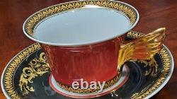 ROSENTHAL VERSACE MEDUSA 25th Anniversary RED FLAT CUP & SAUCER SET